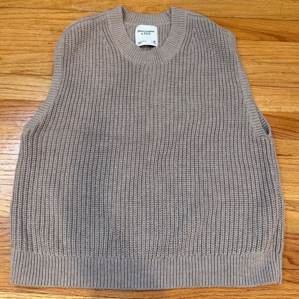 Abercrombie & Fitch Womens Taupe Brown Shaker Knit Sweater Vest Size M